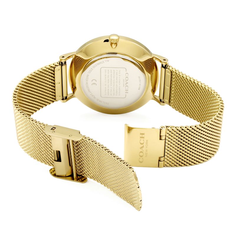 Coach Perry White Dial Gold Mesh Bracelet Watch for Women - 14503125