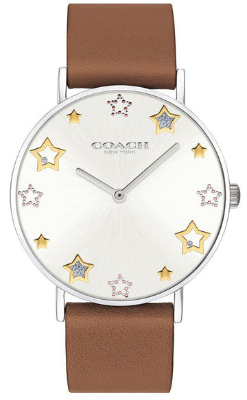 Coach Perry White Dial Brown Leather Strap Watch for Women - 14503242