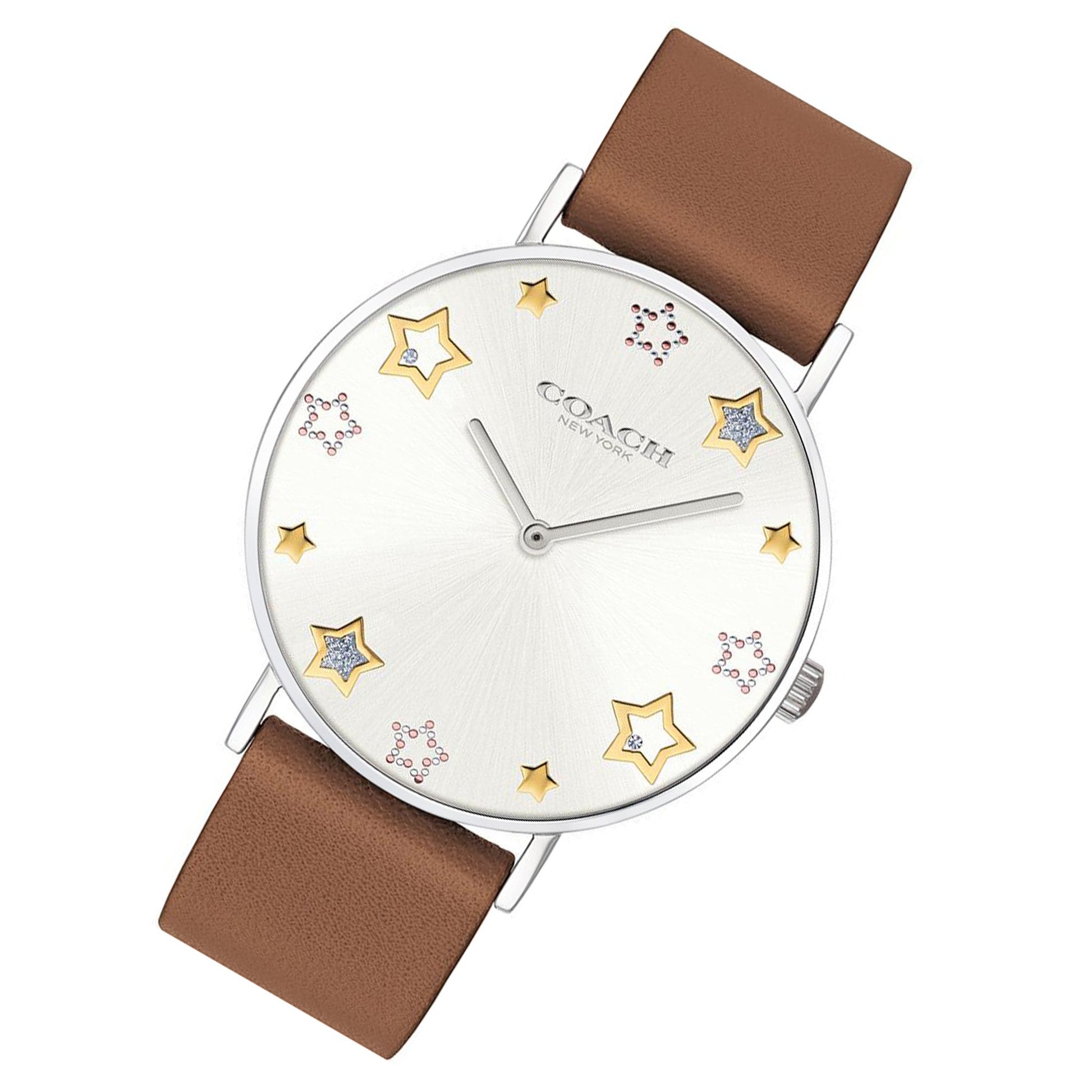 Coach Perry White Dial Brown Leather Strap Watch for Women - 14503242