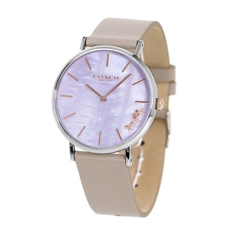 Coach Perry Mother of Pearl Dial Light Grey Leather Strap Watch for Women - 14503245