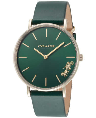 Coach Green Dial Green Leather Strap Watch for Women - 14503383