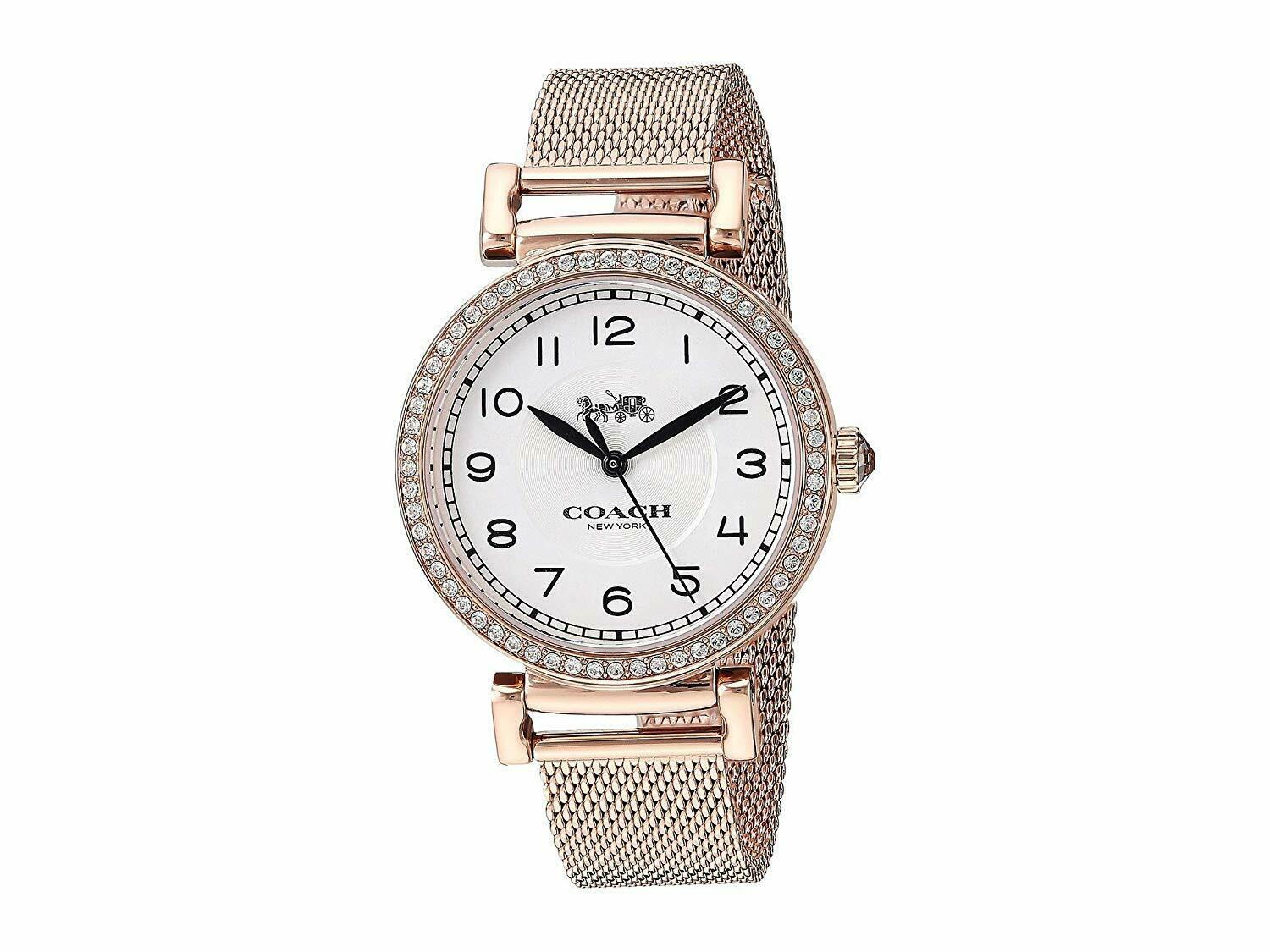 Coach Madison White Dial Rose Gold Mesh Bracelet Watch for Women - 14503398