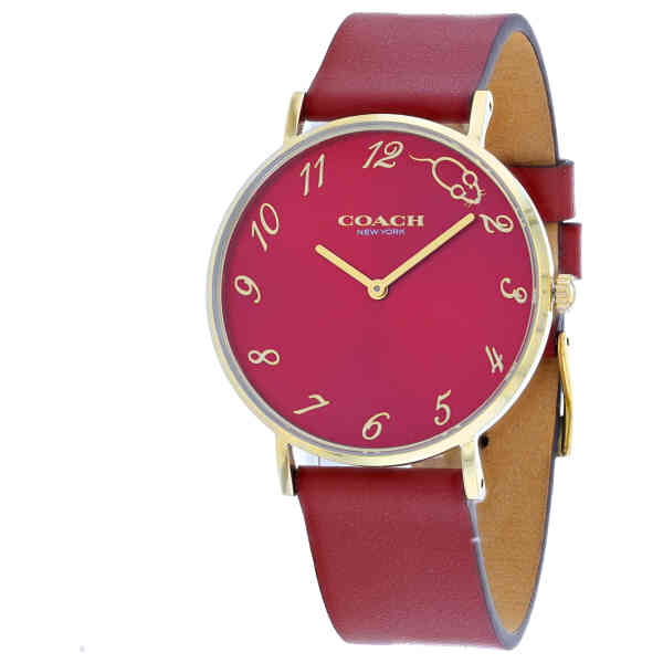 Coach Perry Red Dial Red Leather Strap Watch for Women - 14503486