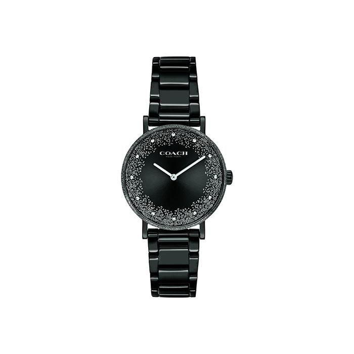 Coach Perry Black Ion Plated Dial Black Steel Strap Watch for Women - 14503641