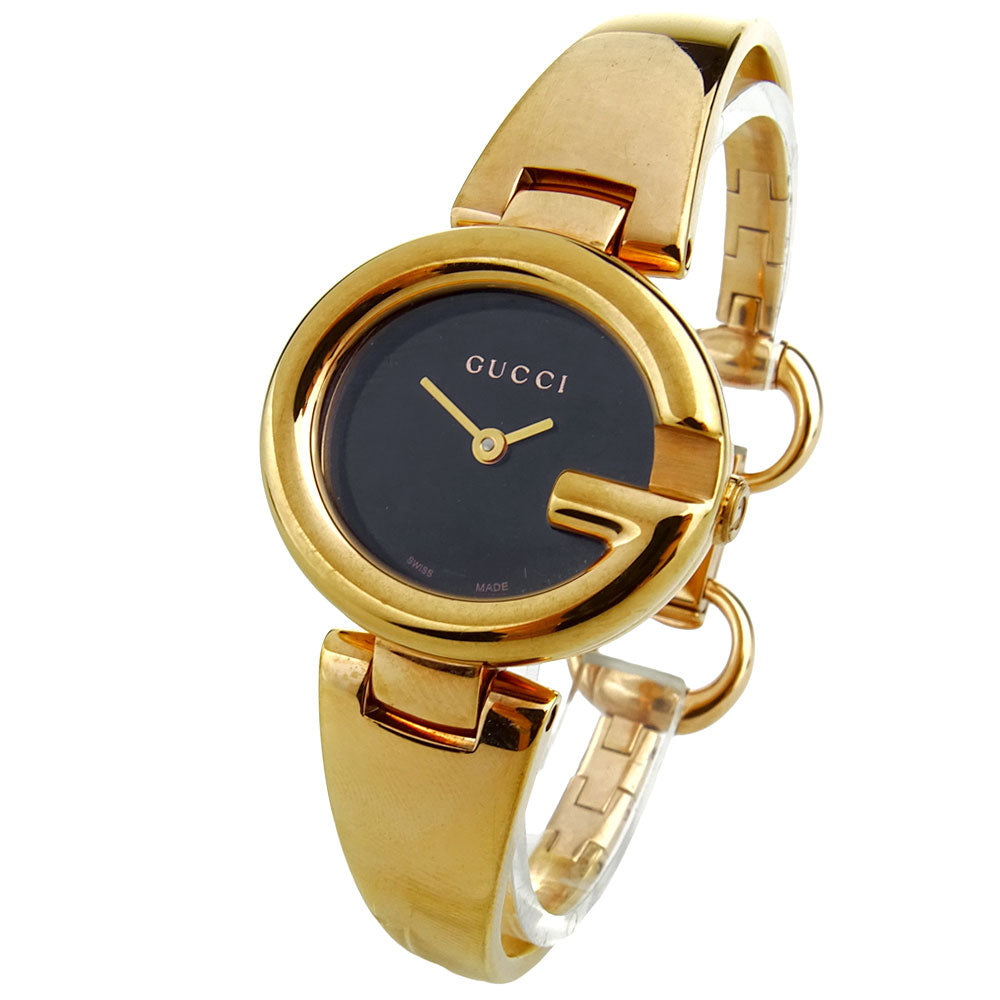 Gucci Guccissima Quartz Black Dial Rose Gold Steel Strap Watch For Women - YA134509