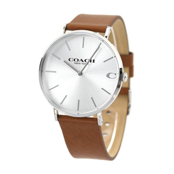 Coach Charles Silver Dial Brown Leather Strap Watch for Men - 14602152