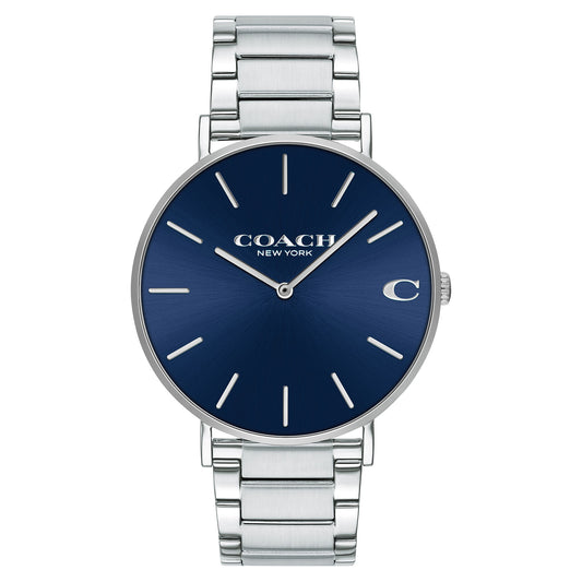 Coach Charles Blue Dial Silver Steel Strap Watch for Men - 14602429