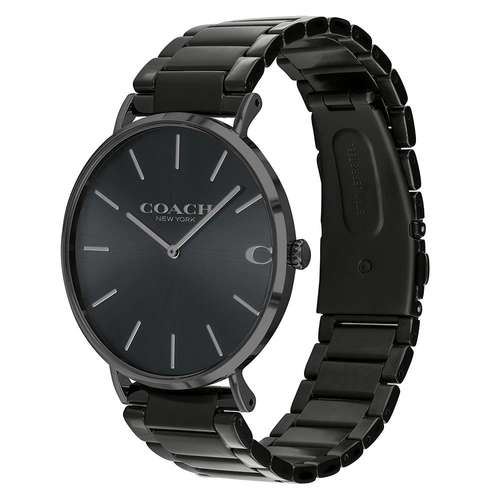 Coach Charles Black Dial Black Steel Strap Watch for Men - 14602431