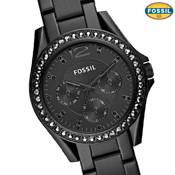 Fossil Riley Multifunction Black Dial Black Steel Strap Watch for Women - ES4519