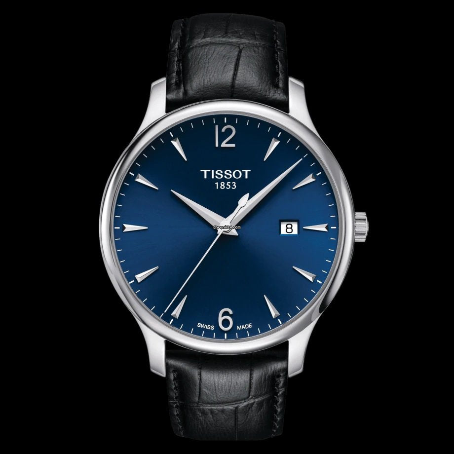 Tissot T Classic Tradition Blue Dial Black Leather Strap Watch For Men - T063.610.16.047.00