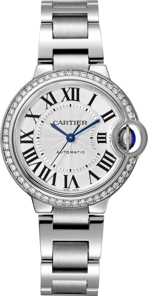 Cartier Ballon Bleu De Cartier Diamonds Silver Dial Silver Steel Strap Watch for Women - W4BB0023
