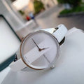 Calvin Klein Rebel White Dial White Leather Strap Watch for Women - K8P231L6