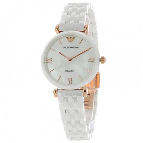 Emporio Armani Ceramica Mother of Pearl Dial White Ceramic Strap Watch For Women - AR1486