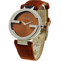 Gucci Interlocking G Brown Dial Brown Leather Strap Watch For Men - YA133319