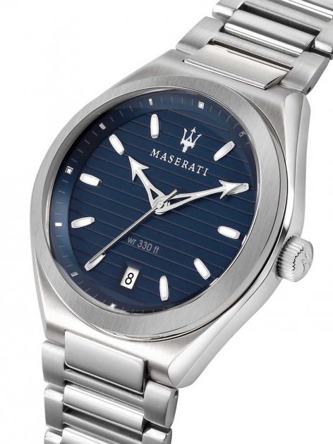 Maserati Triconic Quartz Blue Dial Silver Stainless Steel Strap Watch For Men - R8853139002