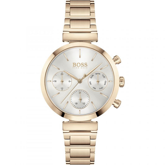 Hugo Boss Flawless Quartz White Dial Gold Steel Strap Watch for Women -1502531