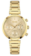 Hugo Boss Flawless Chronograph Gold Dial Gold Steel Strap Watch for Women - 1502532