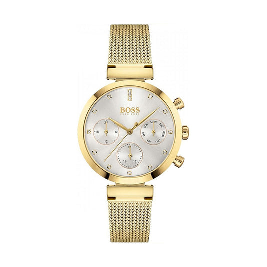 Hugo Boss Flawless White Dial Gold Mesh Bracelet Watch for Women - 1502552