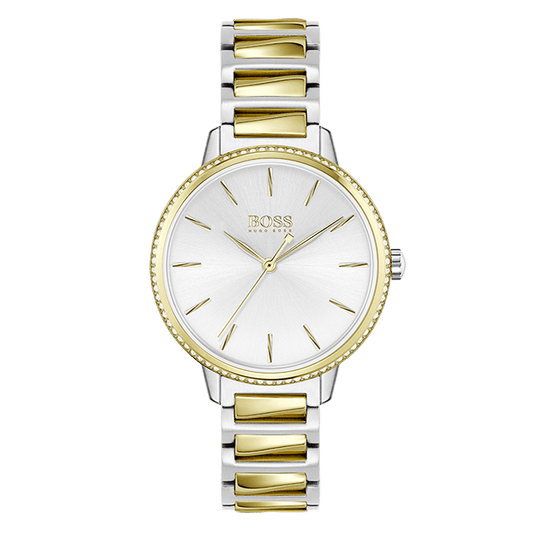 Hugo Boss Signature Silver Dial Two Tone Steel Strap Watch for Women - 1502568