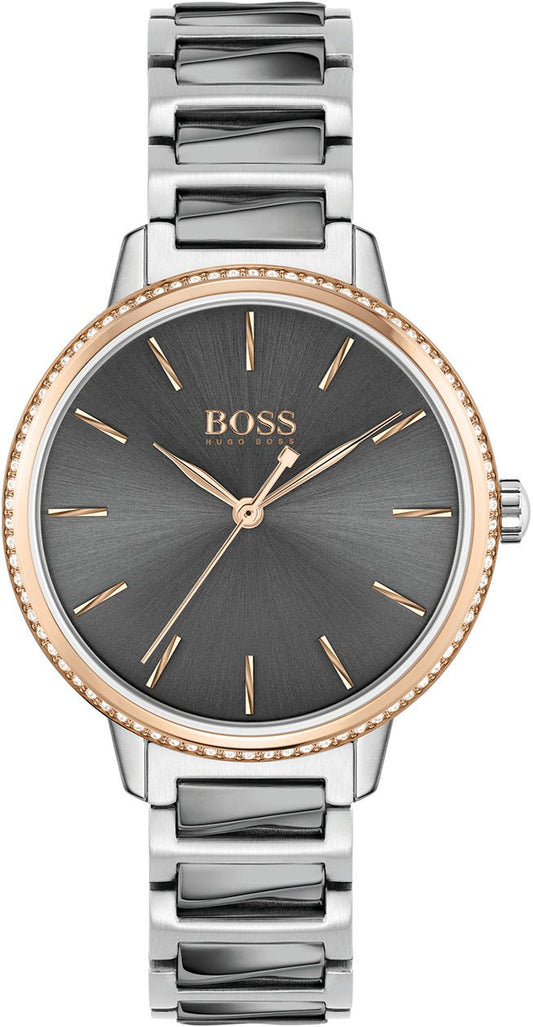 Hugo Boss Signature Grey Dial Silver Steel Strap Watch for Men - 1502569