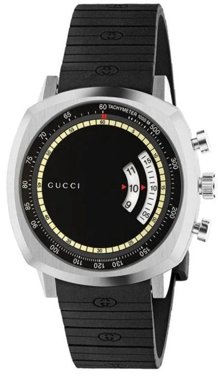 Gucci Grip Chronograph Quartz Black Dial Black Rubber Strap Watch For Men - YA157301