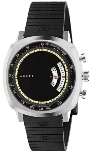 Gucci Grip Chronograph Quartz Black Dial Black Rubber Strap Watch For Men - YA157301