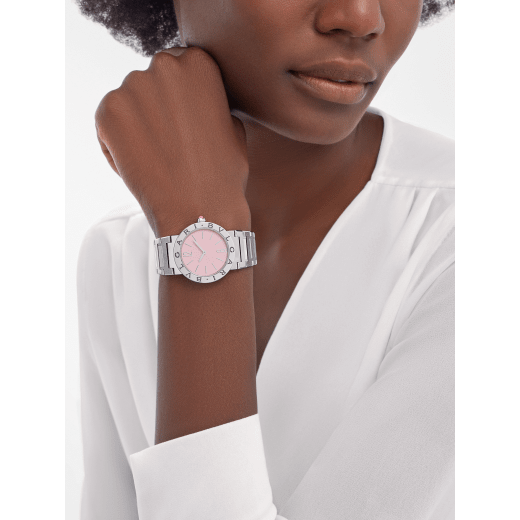 Bvlgari Bvlgari Bvlgari Quartz Pink Dial Silver Steel Strap Watch for Women - BVLGARI103711