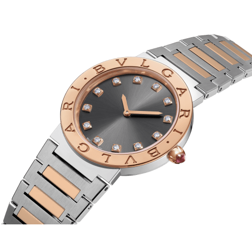 Bvlgari Lady Quartz Diamonds Grey Dial Two Tone Steel Strap Watch for Women - BVLGARI103067