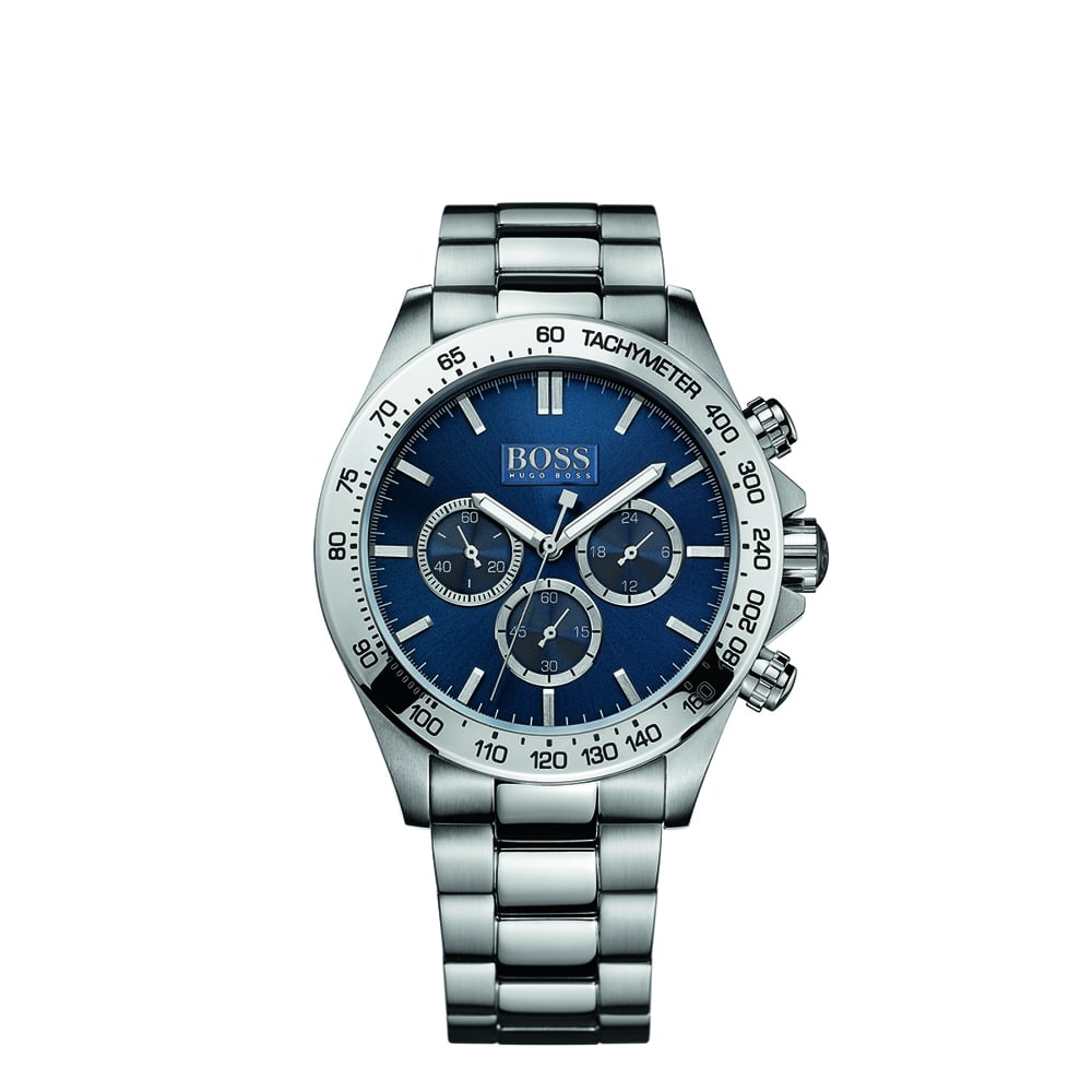 Hugo Boss Ikon Blue Dial Silver Steel Strap Watch for Men - 1512963