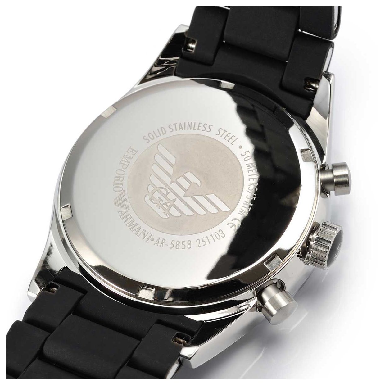 Emporio Armani Sportivo Chronograph Black Dial Black Steel Strap Watch For Men - AR5858