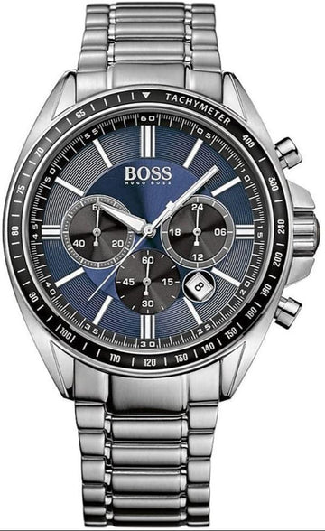 Hugo Boss Driver Chronograph Blue Dial Silver Steel Strap Watch for Men - 1513081