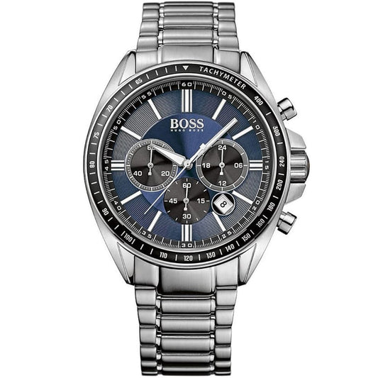 Hugo Boss Chronograph Driver Blue Dial Silver Steel Strap Watch for Men - 1513081