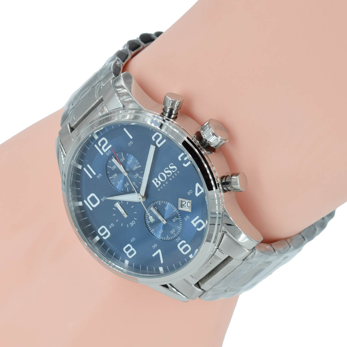 Hugo Boss Aeroliner Blue Dial Silver Steel Strap Watch for Men - 1513183