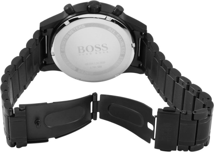 Hugo Boss Aeroliner Black Dial Black Steel Strap Watch for Men - 1513275