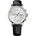 Hugo Boss Jet Silver Dial Black Leather Strap Watch for Men - 1513282