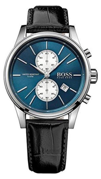 Hugo Boss Jet Chronograph Blue Dial Black Leather Strap Watch for Men - 1513283