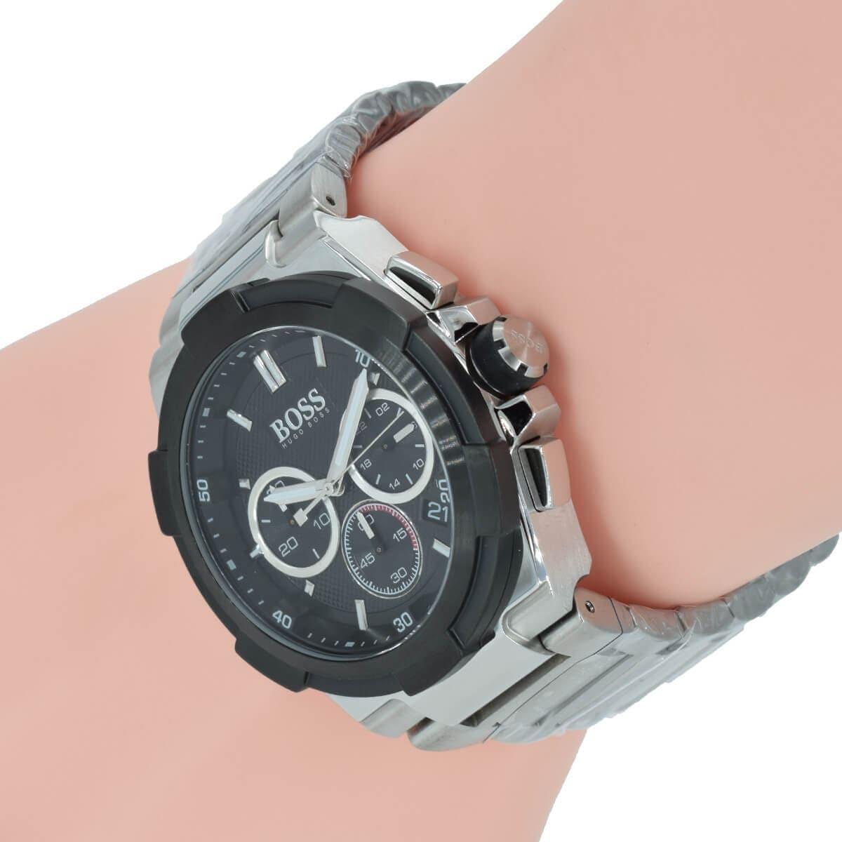 Hugo Boss Supernova Chronograph Black Dial Silver Steel Strap Watch for Men - 1513359