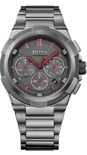 Hugo Boss Supernova Chronograph Grey Dial Grey Steel Strap Watch for Men - 1513361