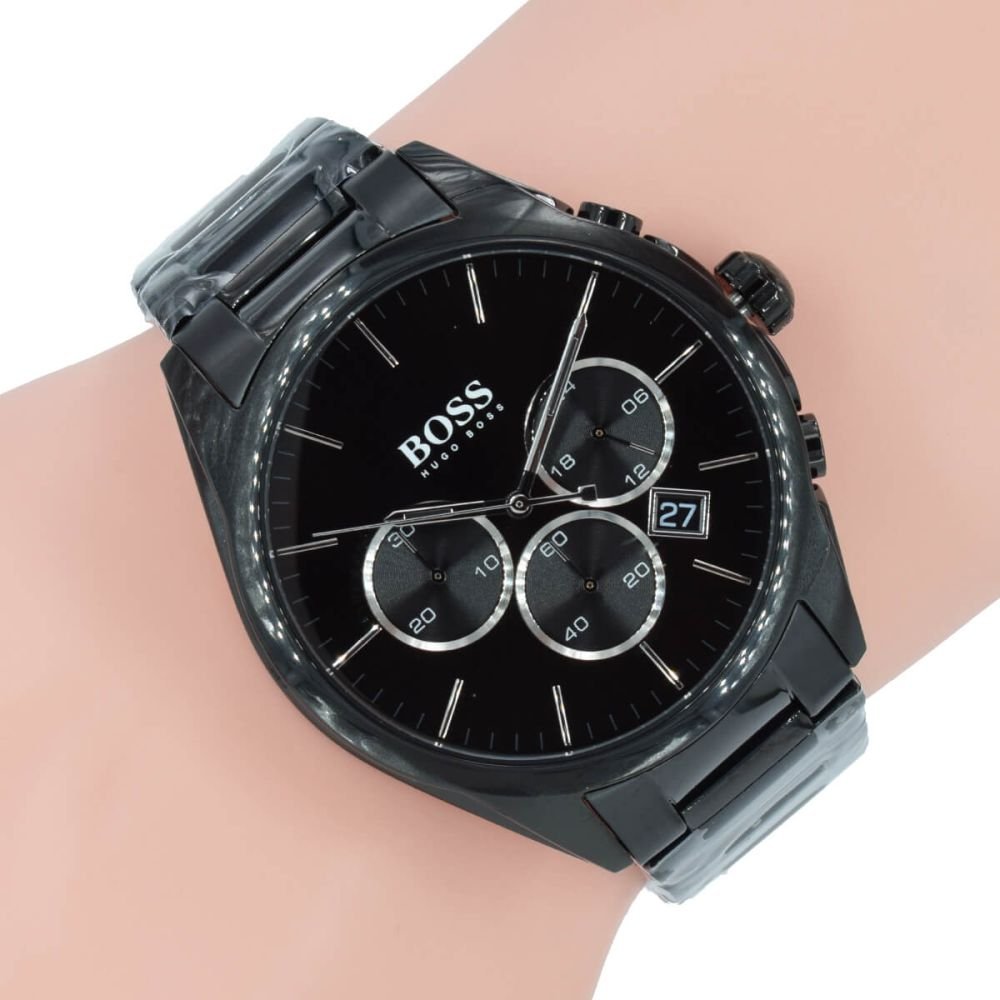 Hugo Boss Onyx Chronograph Black Dial Black Steel Strap Watch for Men - 1513365