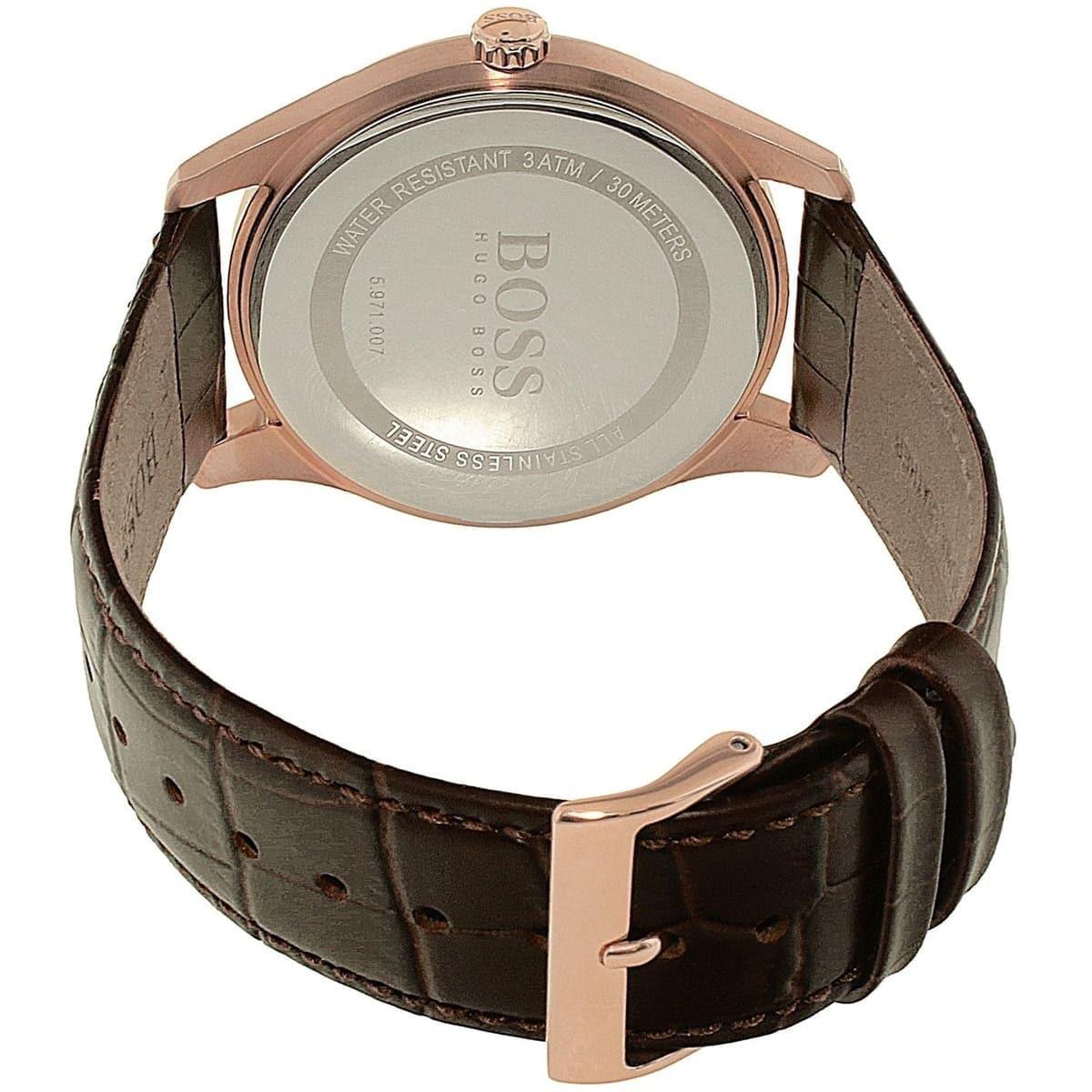 Hugo Boss Ambassador Grey Dial Brown Leather Strap Watch for Men - 1513387