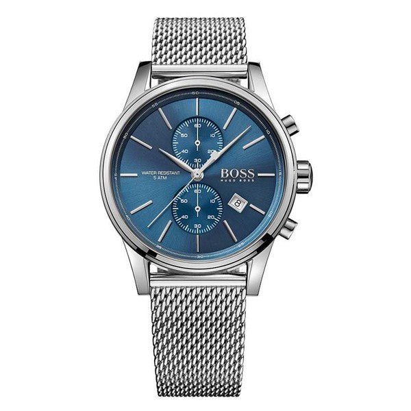 Hugo Boss Jet Blue Dial Silver Mesh Bracelet Watch for Men - 1513441