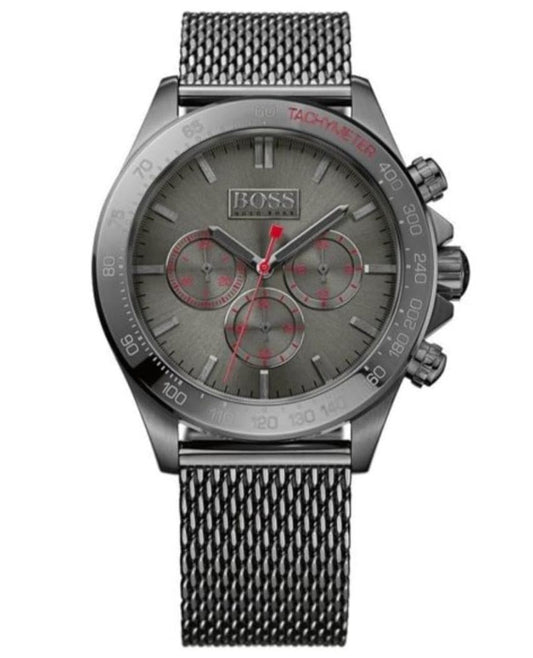 Hugo Boss Ikon Grey Dial Grey Mesh Bracelet Watch for Men - 1513443