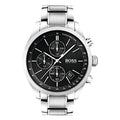 Hugo Boss Grand Prix Black Dial Silver Steel Strap Watch for Men - 1513477