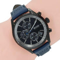 Hugo Boss Grand Prix Chronograph Black Dial Blue Leather Strap Watch for Men - 1513563