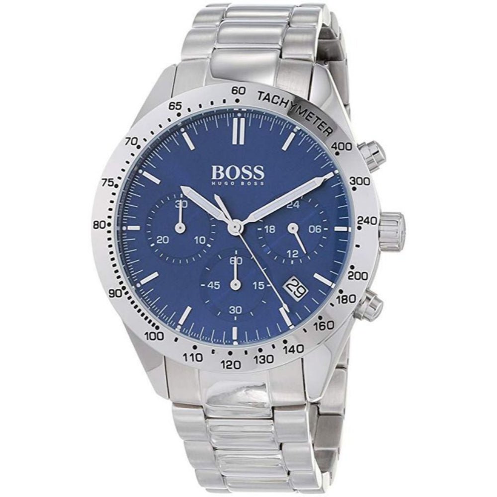 Hugo Boss Talent Chronograph Blue Dial Silver Steel Strap Watch for Men - 1513582