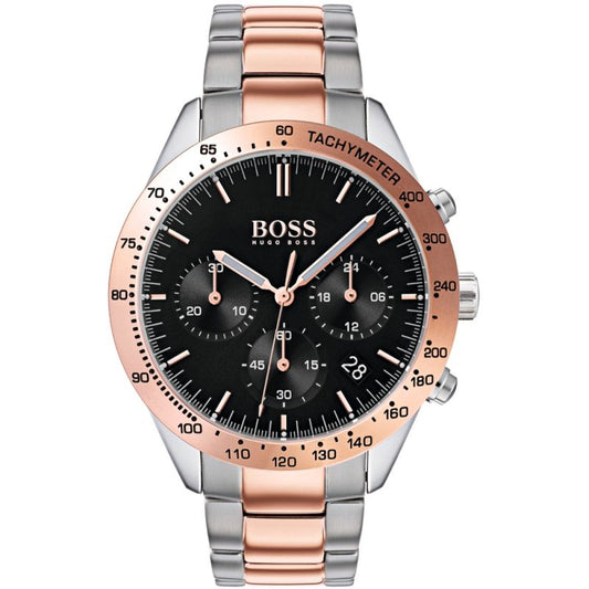 Hugo Boss Talent Black Dial Two Tone Steel Strap Watch for Men - 1513584