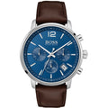 Hugo Boss Attitude Blue Dial Brown Leather Strap Watch for Men - 1513606