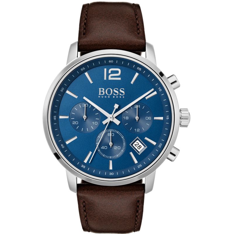 Hugo Boss Attitude Blue Dial Brown Leather Strap Watch for Men - 1513606