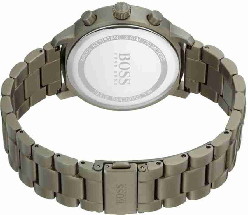 Hugo Boss Attitude Green Dial Green Steel Strap Watch for Men - 1513610