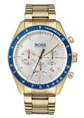 Hugo Boss Trophy Chronograph White Dial Gold Steel Strap Watch for Men - 1513631